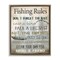 Stupell Industries Fishing Rules List Framed Floater Canvas Wall Art Design by Kim Allen